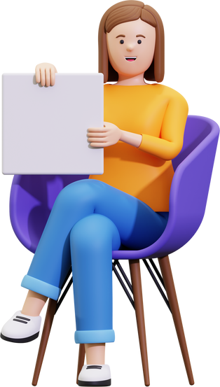 3d Hiring Employee With Blank Board Illustration